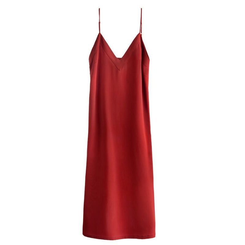 Vestido Cuyana Silk Slip Mujer Rojas | JWL1213KH