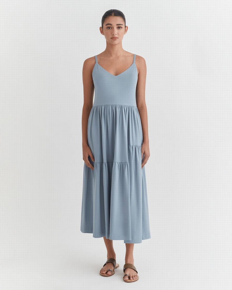 Vestido Cuyana Tiered Mujer Azules | LSM150NR