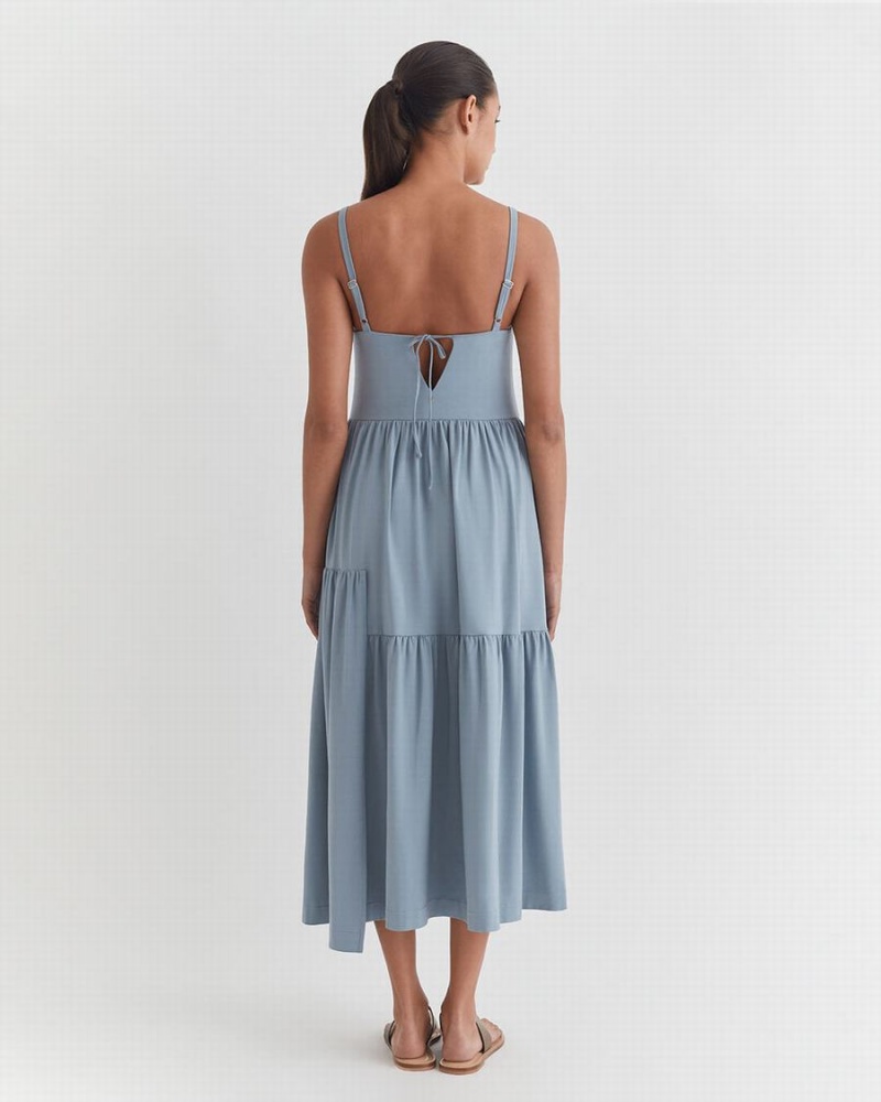 Vestido Cuyana Tiered Mujer Azules | LSM150NR